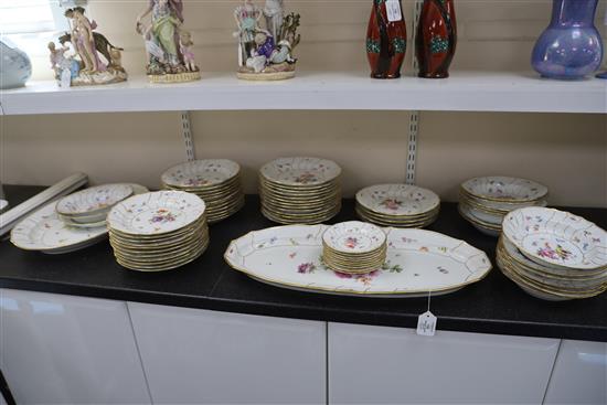 A Meissen Deutsche Blumen sixty-four piece part dinner service, early 20th century,